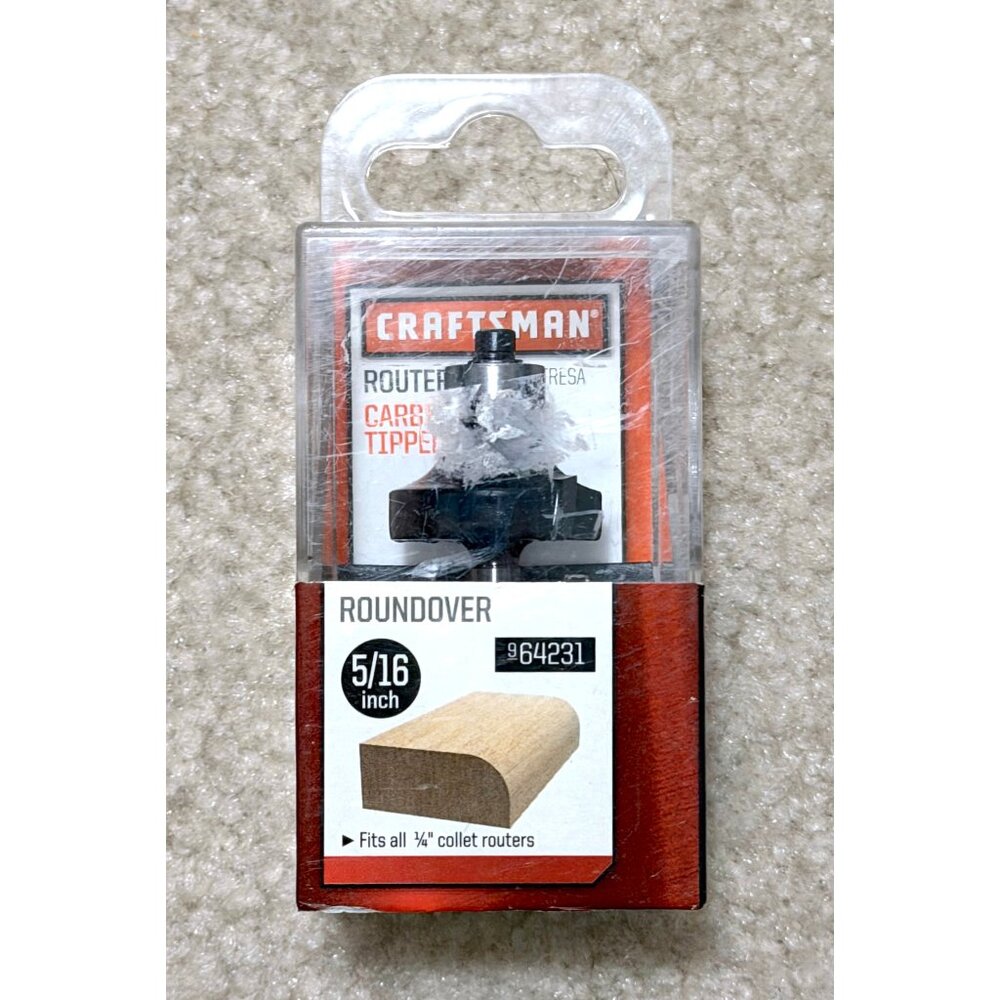 NEW Craftsman 9 64231 5/16" Roundover Carbide Tipped Router Bit Collet 1/4 Inch